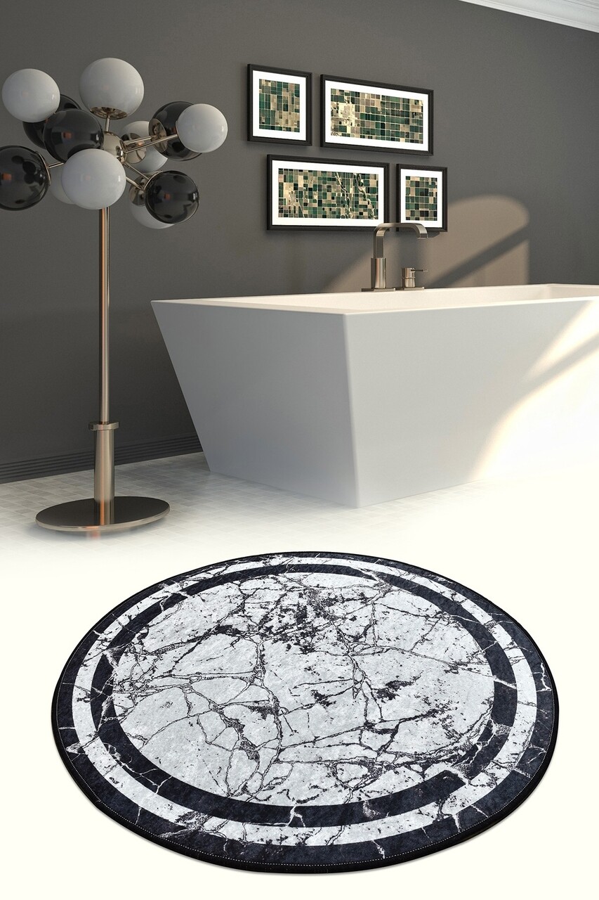 Covoras de baie Marmor, Chilai, Ø140 cm, multicolor - imagine 3